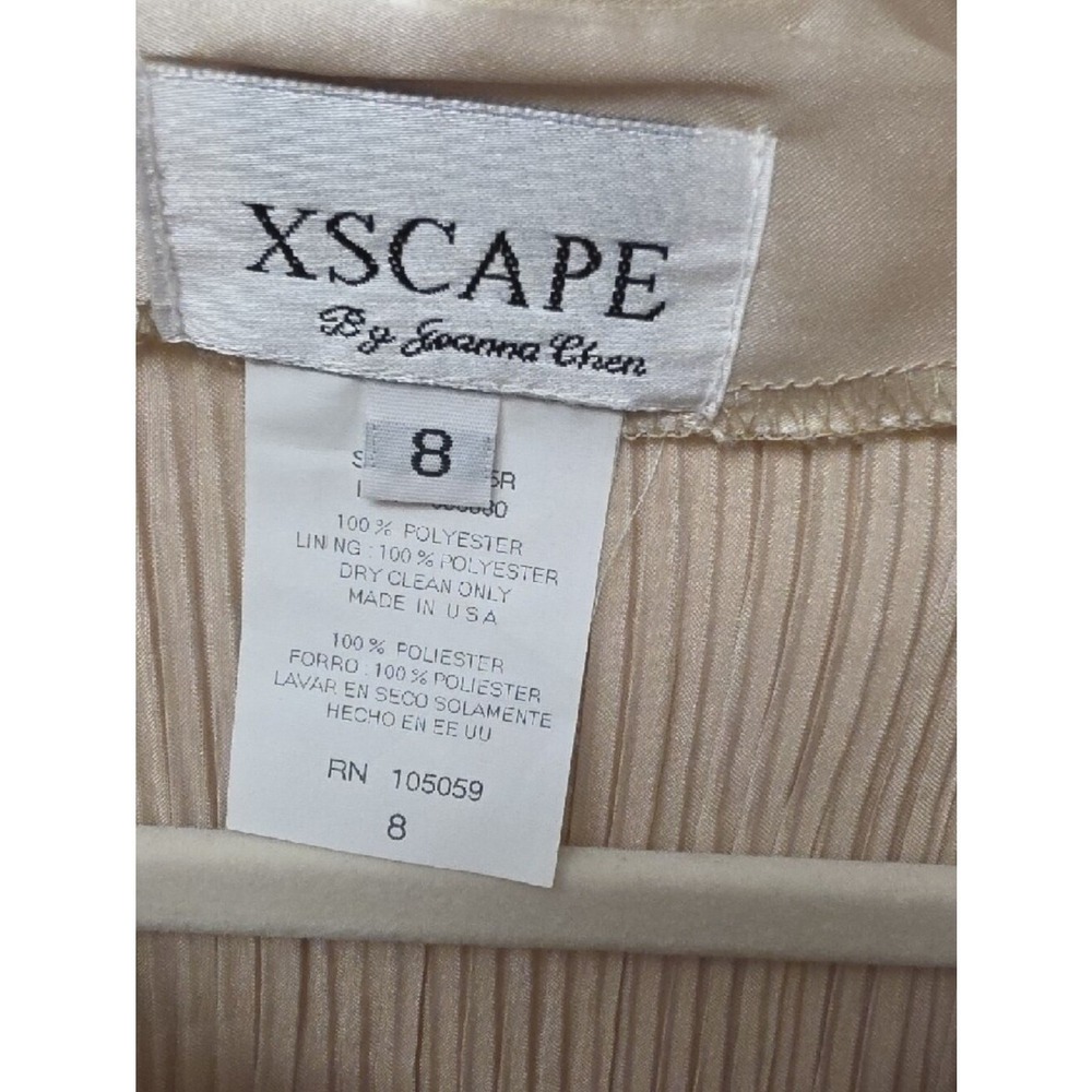 Xscape Vintage Ivory Shimmer Pleated Open-Front Blazer with Pearl Neckline SZ 8 - Picture 2 of 5